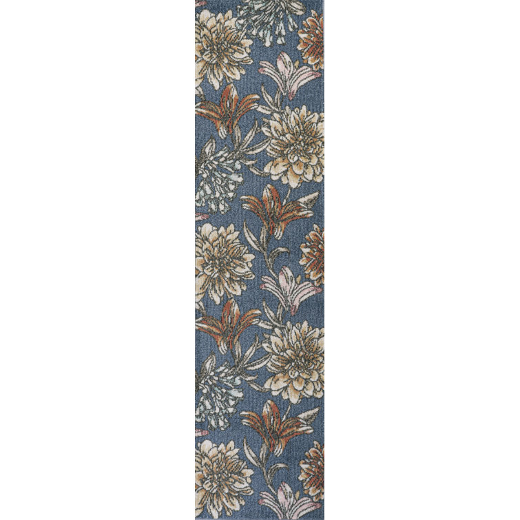 Winston Porter Jahnaya Performance Blue/Orange/Cream Rug Wayfair